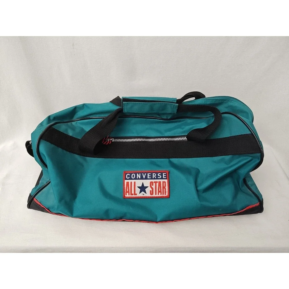Vintage Converse Duffel‎ Bag All Star Club Tote Blue Gym Large Green with strap